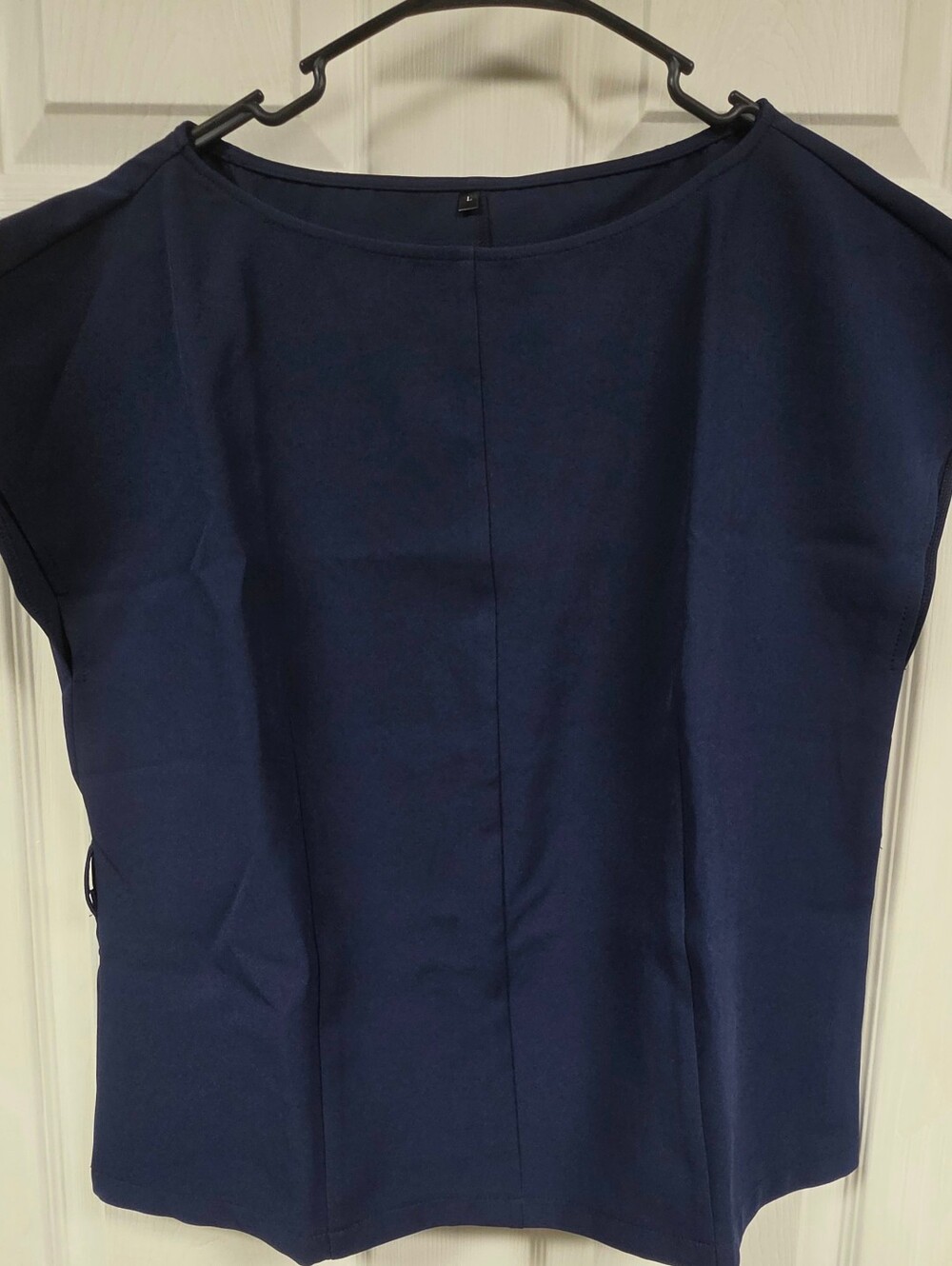Navy Boatneck Cap-Sleeve Top NWOT